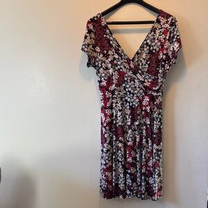 Kaileigh Red and White Floral Mini Dress